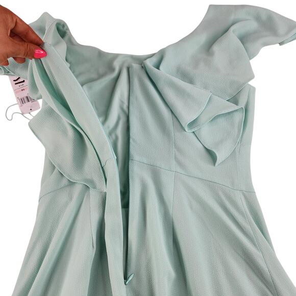 London Times Dress Womens 10 Mint Green Sea Foam Ruffle Butterfly Fit Flare - Picture 10 of 16